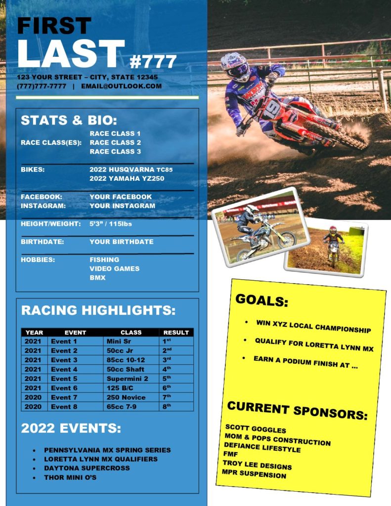 Motocross/GNCC Resume Template #1